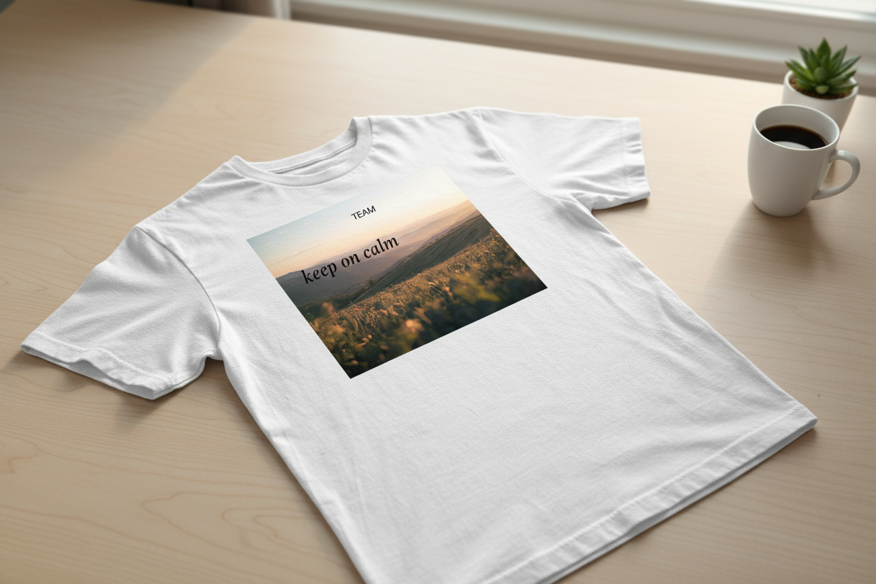 T-shirt product image in modern lifestyle setting